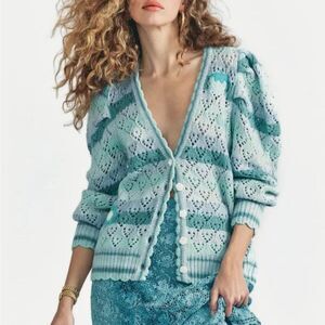 Loveshackfancy | Brody Oversized Embroidered sweater Cardigan in mint julep